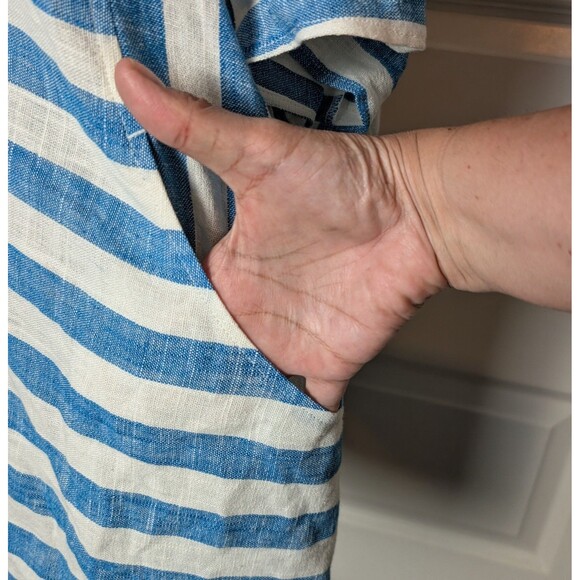 Soft Surroundings Size M Petite Sunset Tunic Blouse Linen Blend Striped Coastal - Picture 5 of 11